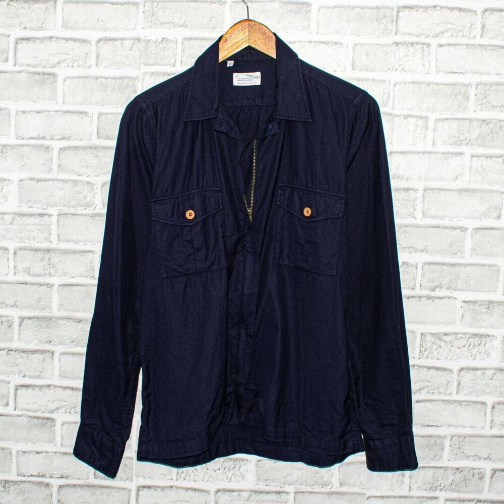 GANT RUGGER  Small Zip-up Shirt Jacket Navy Blue Chest Pockets